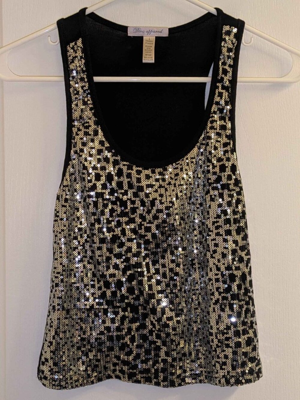 sequined black tank top